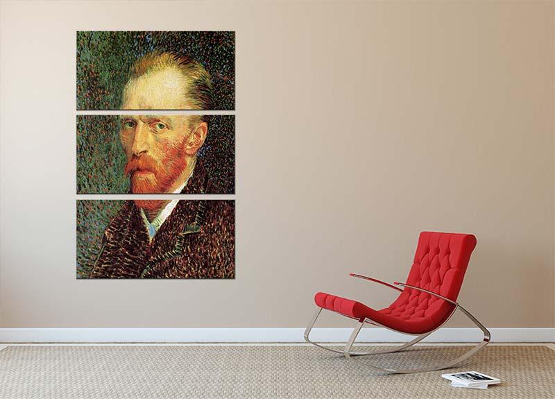 Self-Portrait 3 by Van Gogh 3 Split Panel Canvas Print featuring three panels with vibrant colors and intricate details.