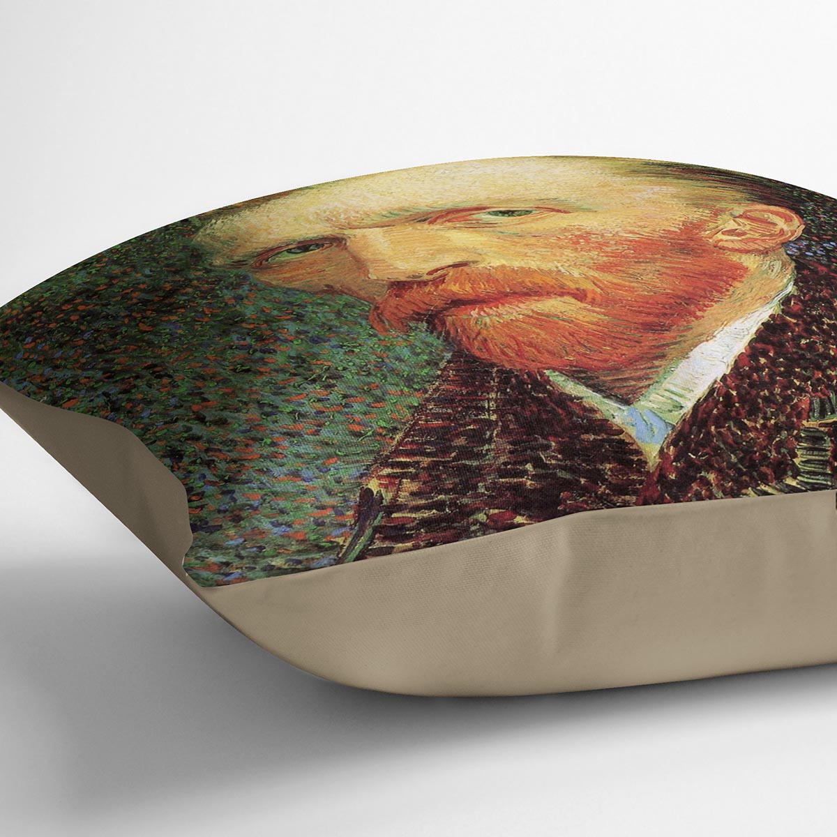 Self-Portrait 3 by Van Gogh Cushion featuring vibrant colors on luxurious vegan faux suede, perfect for home decor.