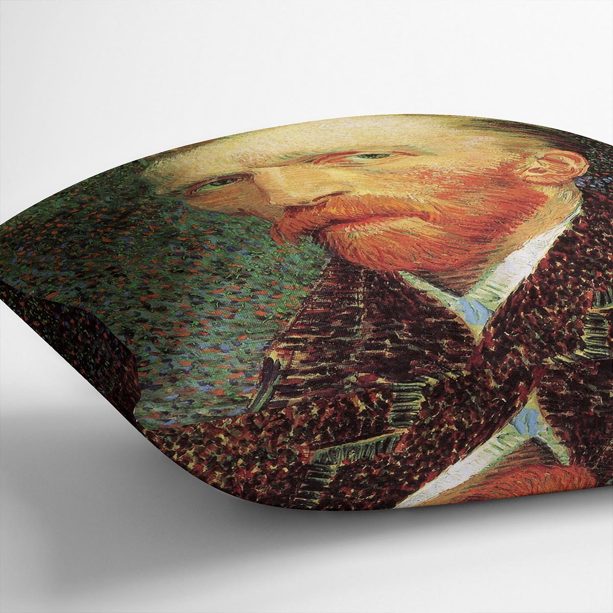 Self-Portrait 3 by Van Gogh Cushion featuring vibrant colors on luxurious vegan faux suede, perfect for home decor.