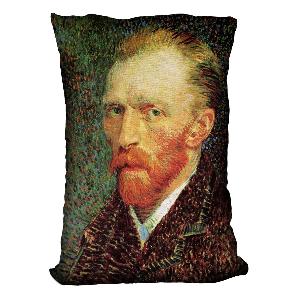 Self-Portrait 3 by Van Gogh Cushion featuring vibrant colors on luxurious vegan faux suede, perfect for home decor.