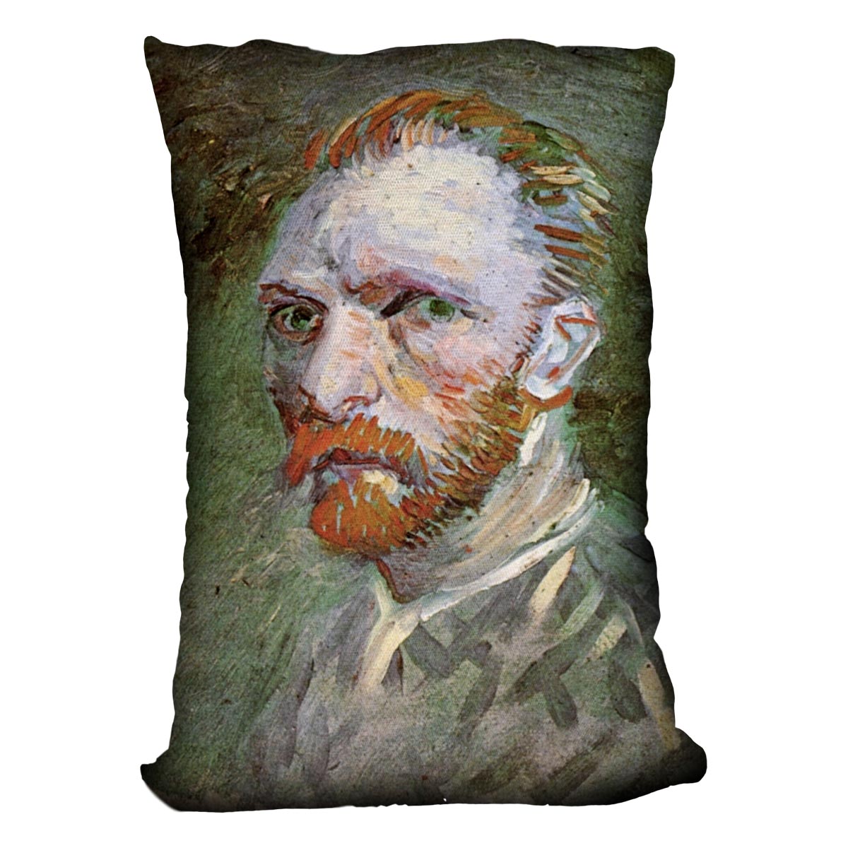 Self-Portrait 4 by Van Gogh Cushion featuring vibrant colors on luxurious vegan faux suede, perfect for home decor.