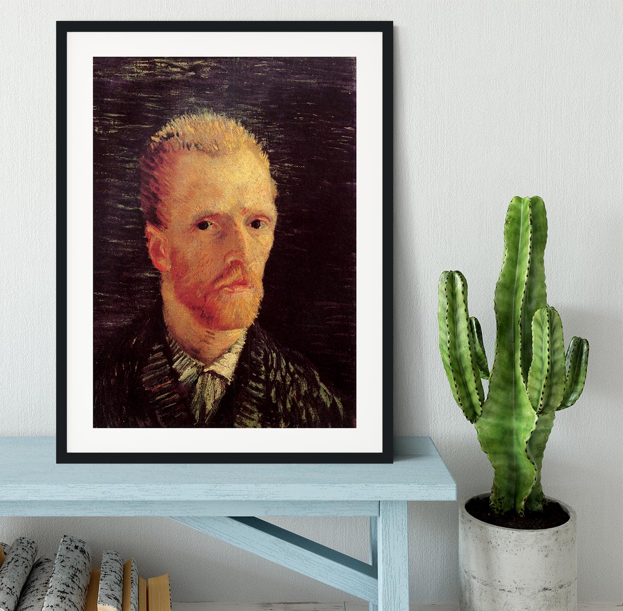 Framed print of Van Gogh's Self-Portrait 6, showcasing vibrant colors and intricate details in a stylish frame.