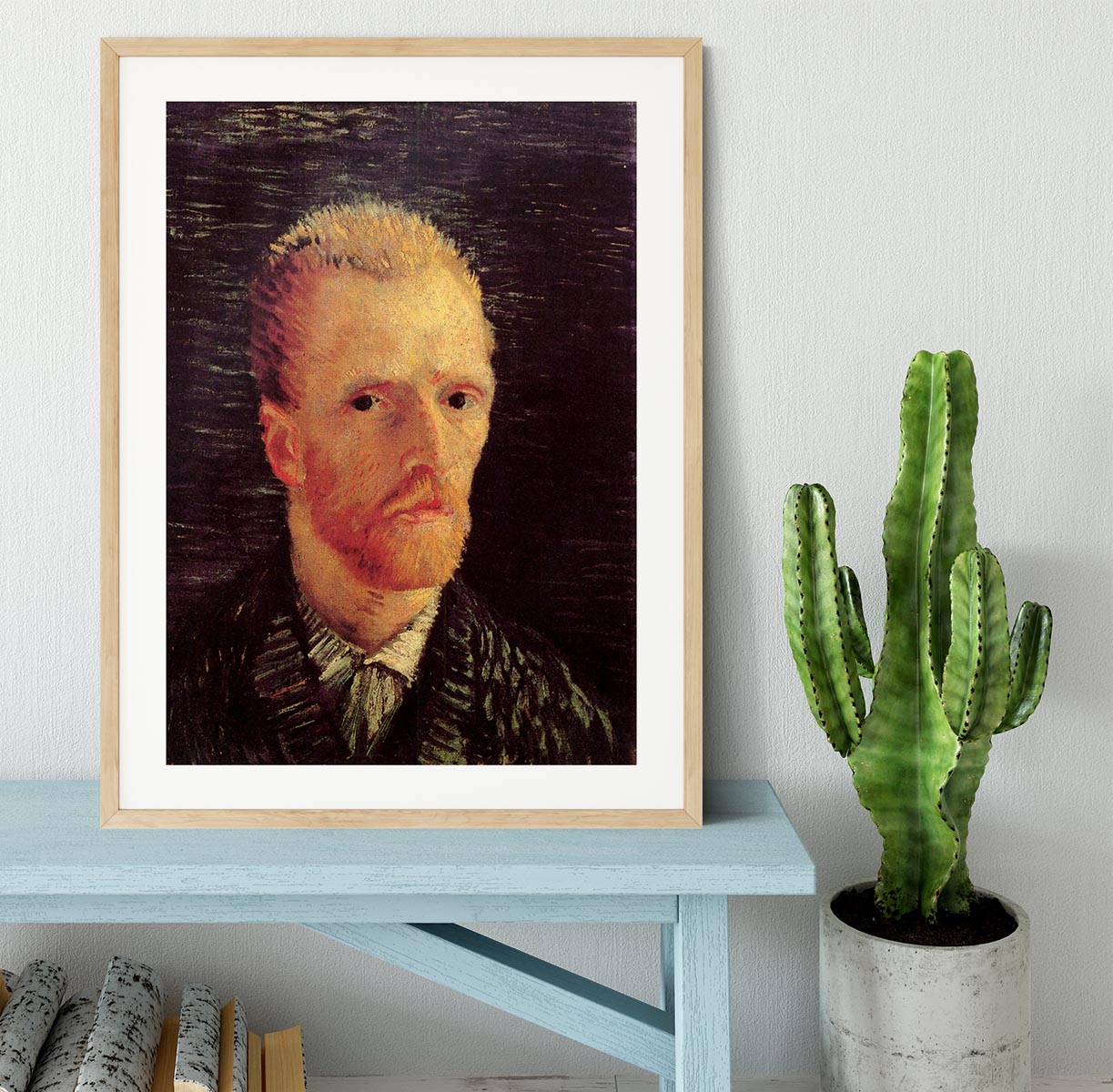 Framed print of Van Gogh's Self-Portrait 6, showcasing vibrant colors and intricate details in a stylish frame.