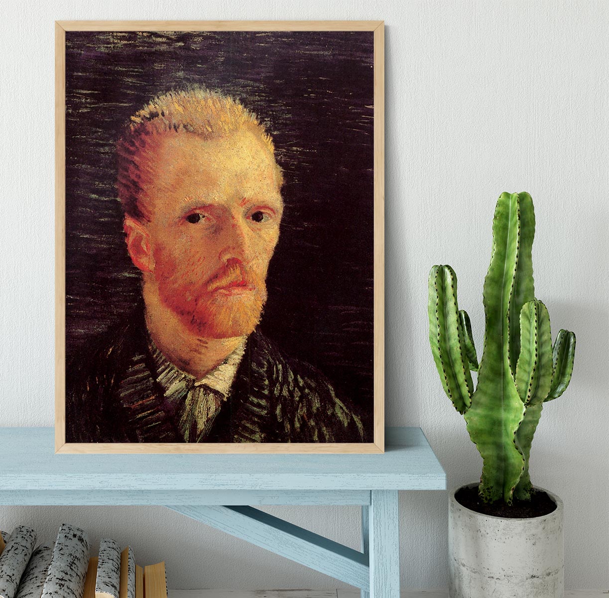 Framed print of Van Gogh's Self-Portrait 6, showcasing vibrant colors and intricate details in a stylish frame.