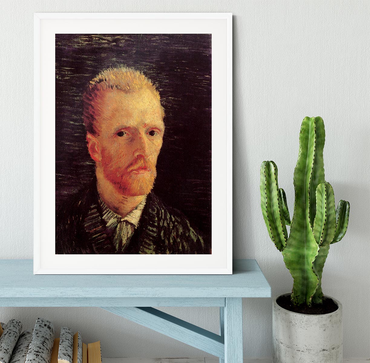Framed print of Van Gogh's Self-Portrait 6, showcasing vibrant colors and intricate details in a stylish frame.