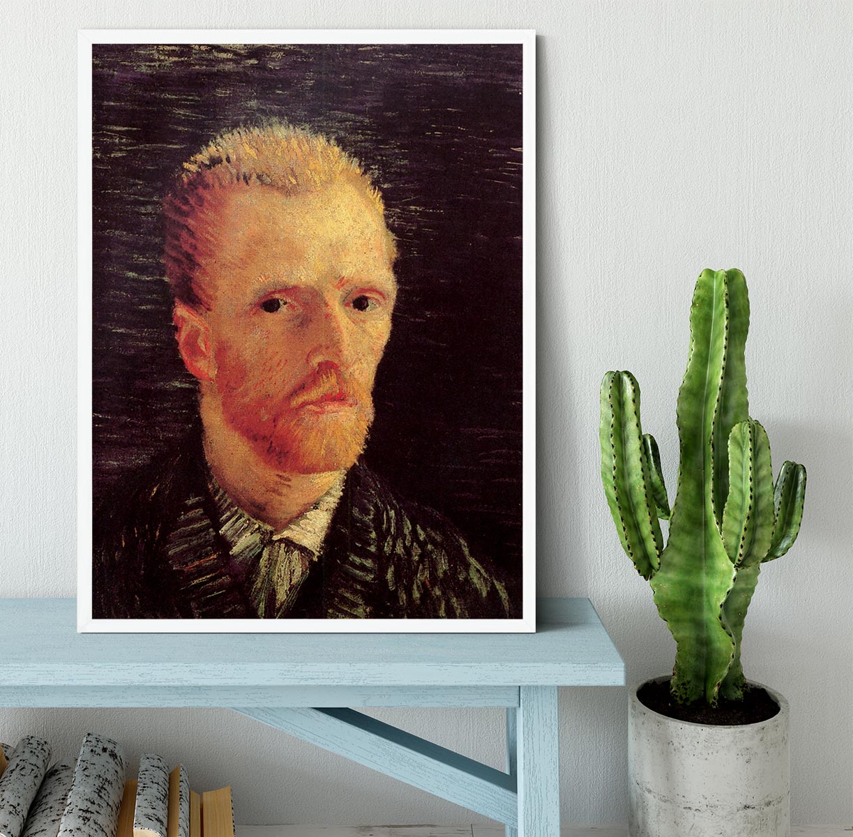 Framed print of Van Gogh's Self-Portrait 6, showcasing vibrant colors and intricate details in a stylish frame.