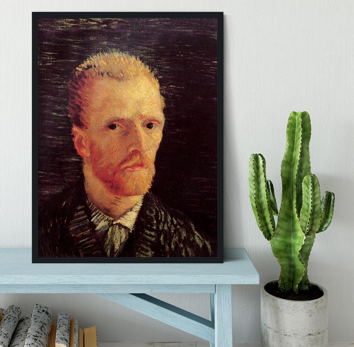 Framed print of Van Gogh's Self-Portrait 6, showcasing vibrant colors and intricate details in a stylish frame.