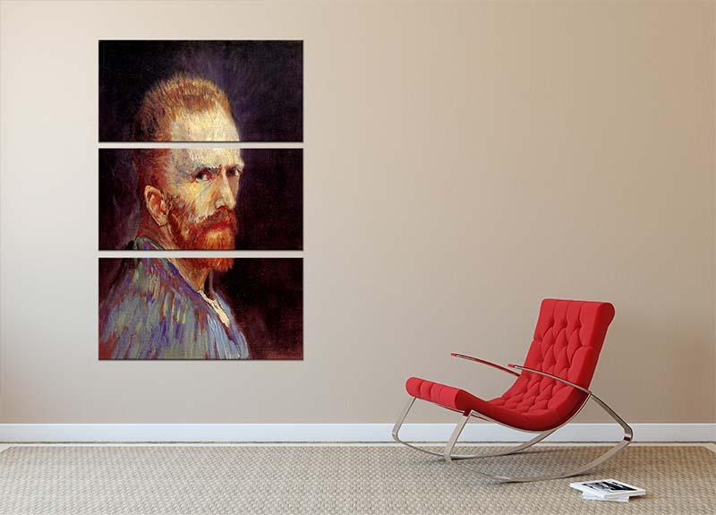 Self-Portrait 9 by Van Gogh 3 Split Panel Canvas Print showcasing vibrant colors and intricate details across three panels.