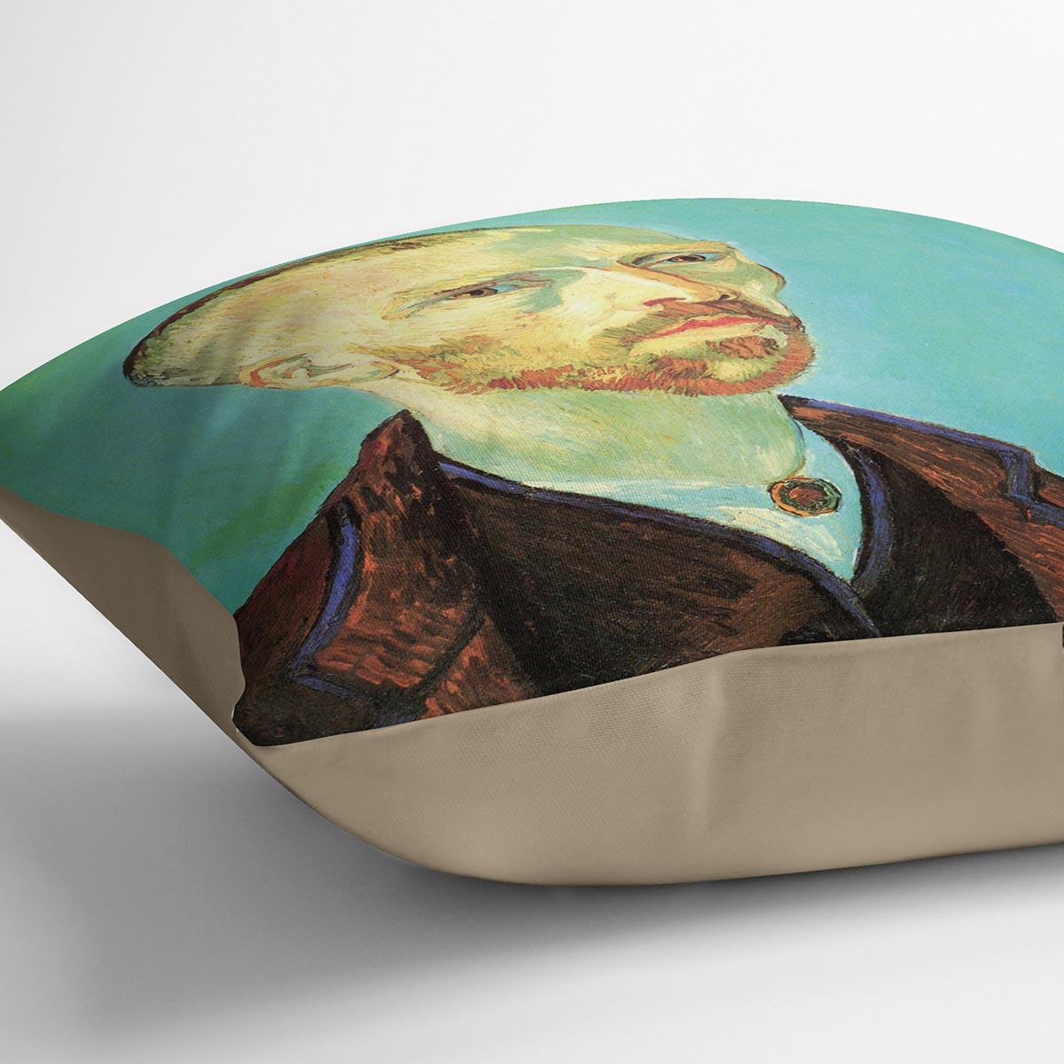 Self-Portrait Dedicated to Paul Gauguin by Van Gogh Cushion featuring vibrant abstract design on luxurious vegan faux suede.