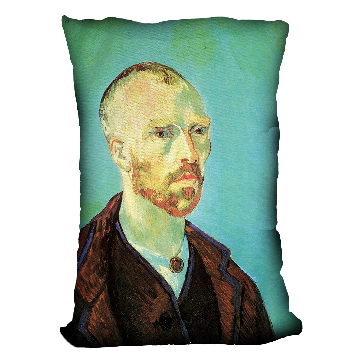Self-Portrait Dedicated to Paul Gauguin by Van Gogh Cushion featuring vibrant abstract design on luxurious vegan faux suede.