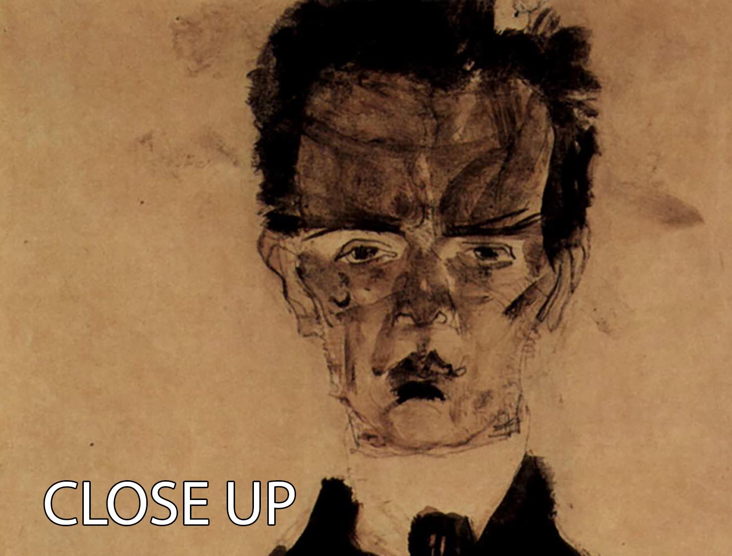 Three-panel canvas art featuring Egon Schiele's Self-Portrait in a black robe, showcasing vibrant colors and intricate details.