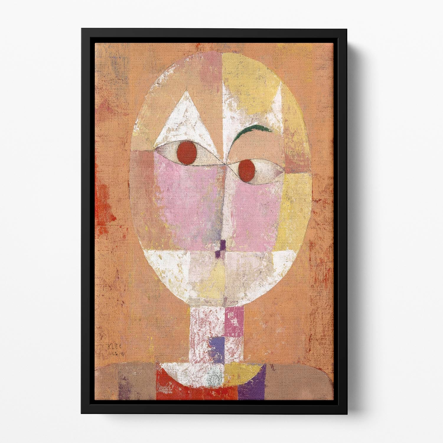 Senecio Baldgreis 1922 No.1 Floating Framed Canvas featuring vibrant abstract colors in a handcrafted wooden frame.