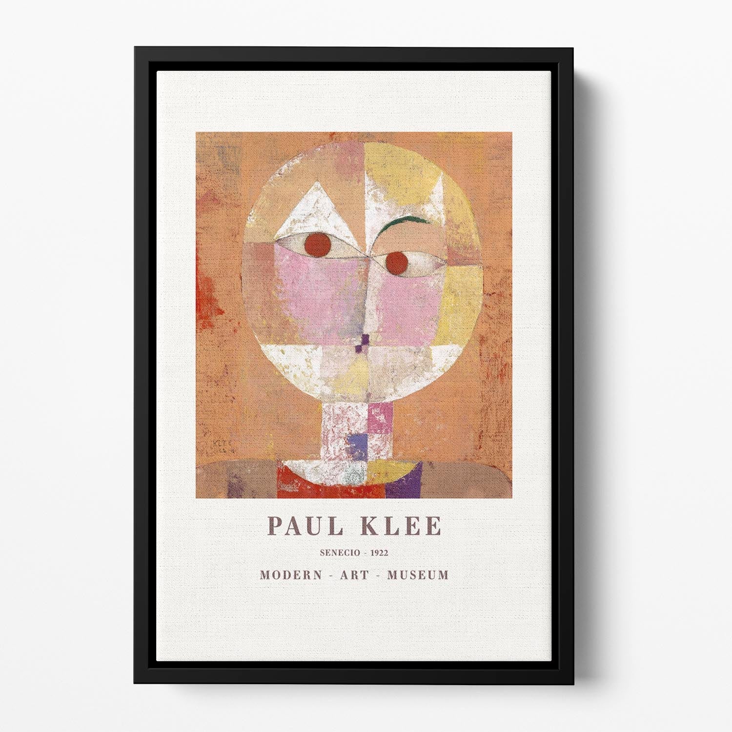 Senecio Baldgreis 1922 No.2 Floating Framed Canvas featuring vibrant abstract design in an elegant wooden frame.