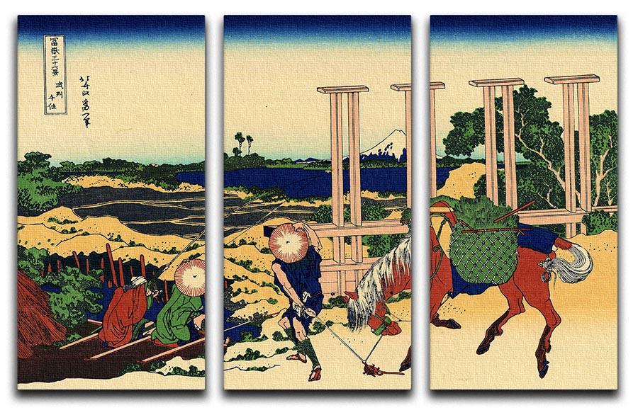Senju by Hokusai 3-panel canvas print featuring vibrant colors and intricate details, ideal for modern decor.