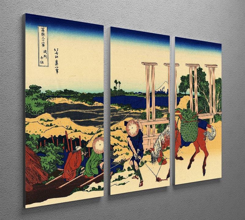 Senju by Hokusai 3-panel canvas print featuring vibrant colors and intricate details, ideal for modern decor.