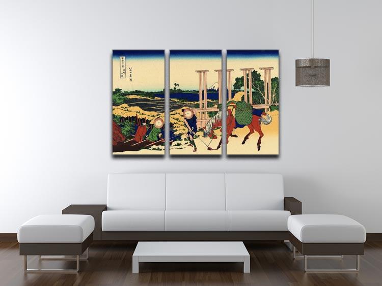 Senju by Hokusai 3-panel canvas print featuring vibrant colors and intricate details, ideal for modern decor.