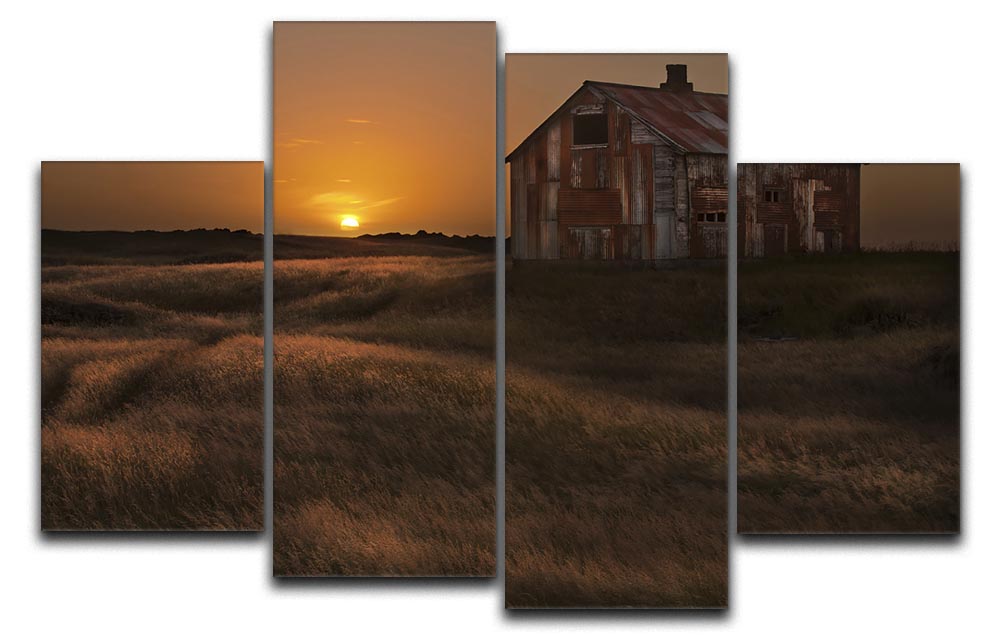 September Sun 4 Split Panel Canvas artwork featuring vibrant colors and dynamic design, perfect for modern decor.