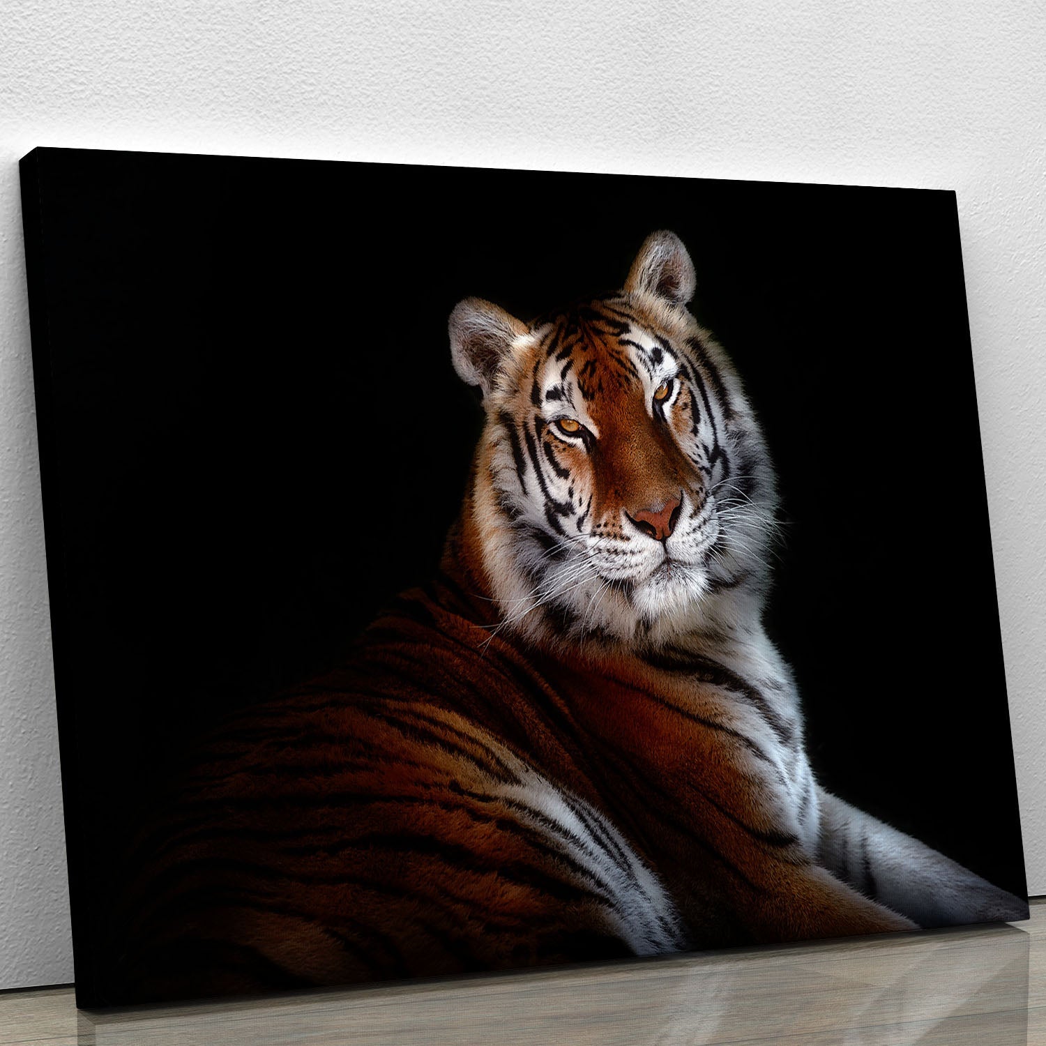 Serenity Tiger Canvas Print showcasing a majestic tiger in vibrant colors, perfect for home decor.