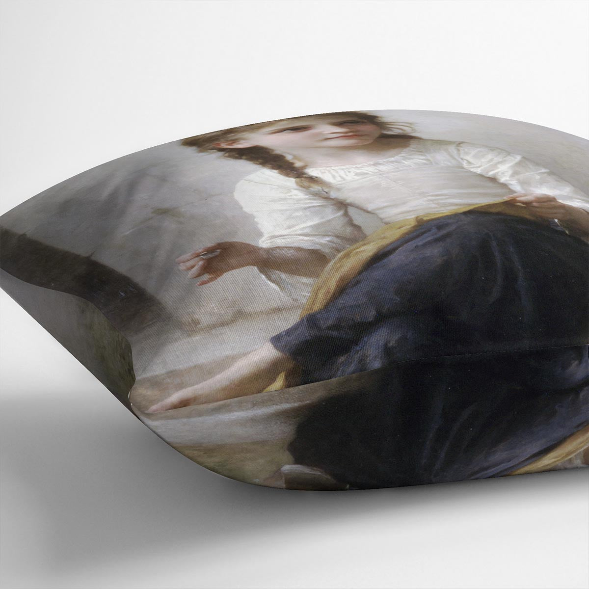 A vibrant Sewing By Bouguereau Cushion featuring colorful abstract designs on luxurious vegan faux suede.