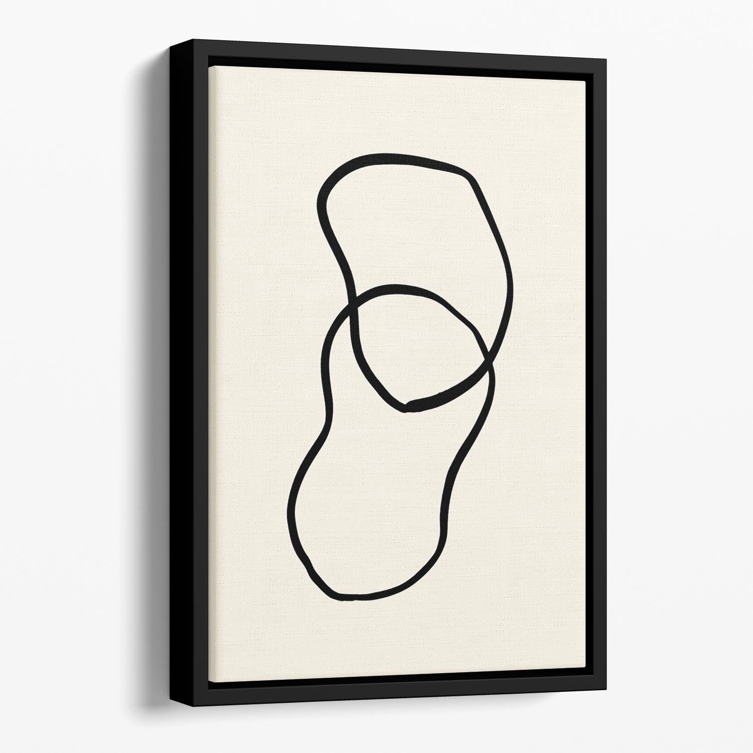 Shape 02 Floating Framed Canvas featuring vibrant abstract design in a sleek wooden frame, perfect for modern home decor.