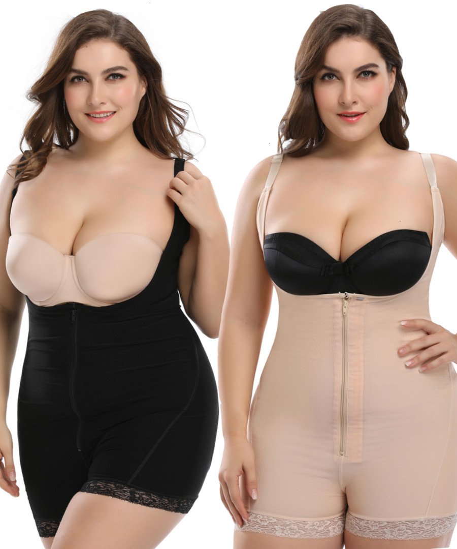 Shapewear Women Waist Trainer Binder in beige and black, showcasing adjustable straps and cotton gusset for comfort and ease of use.