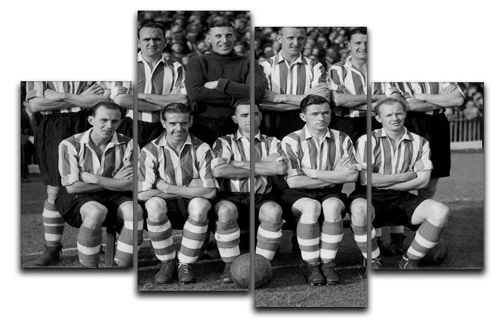 Sheffield United Football Club 1947 team photo displayed on a 4 split panel canvas, showcasing vintage football history.