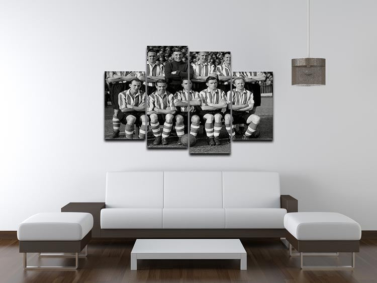 Sheffield United Football Club 1947 team photo displayed on a 4 split panel canvas, showcasing vintage football history.