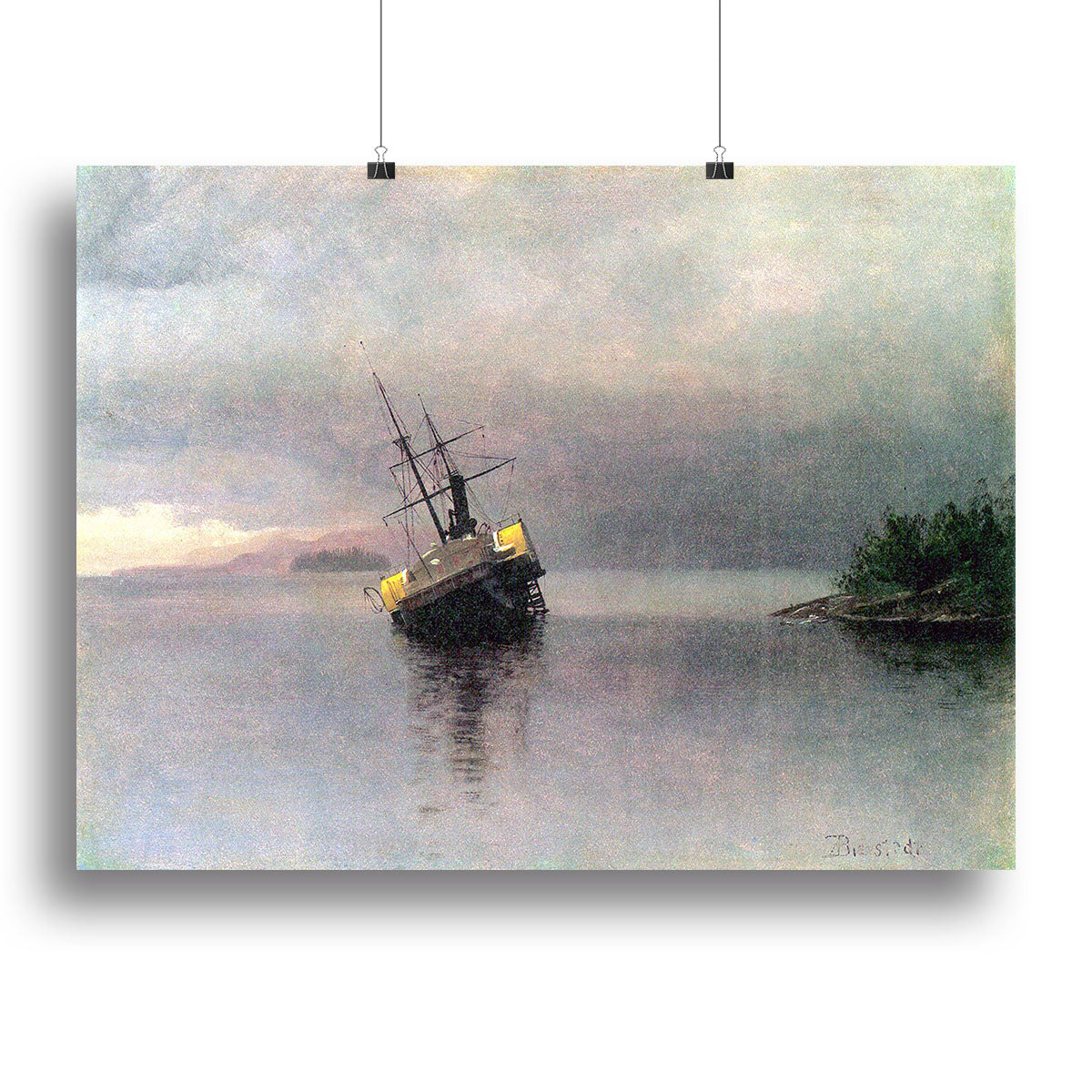 Canvas print of Shipwreck in Loring Bay, Alaska, showcasing a dramatic coastal landscape with a shipwreck.