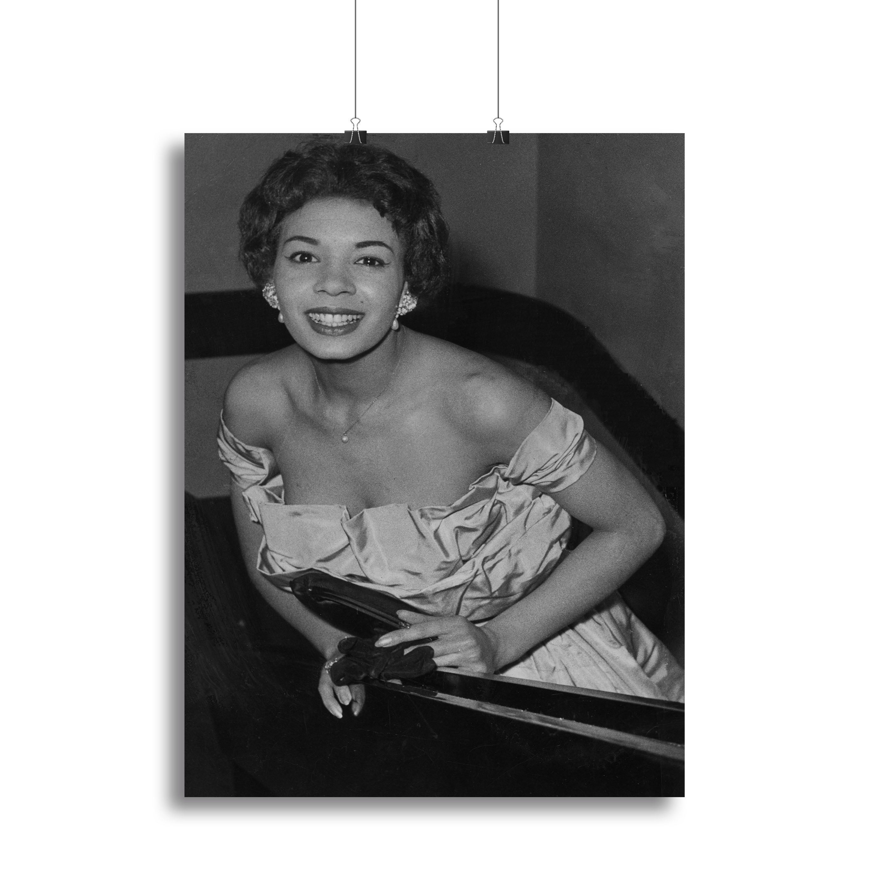 A vibrant canvas print featuring Shirley Bassey, showcasing her iconic presence and elegance, perfect for home decor.