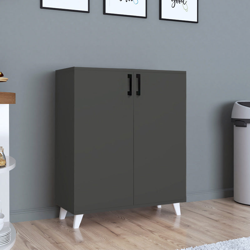 Shoe Rack ICELAND in anthracite color, featuring four shelves and a modern design, suitable for various home settings.