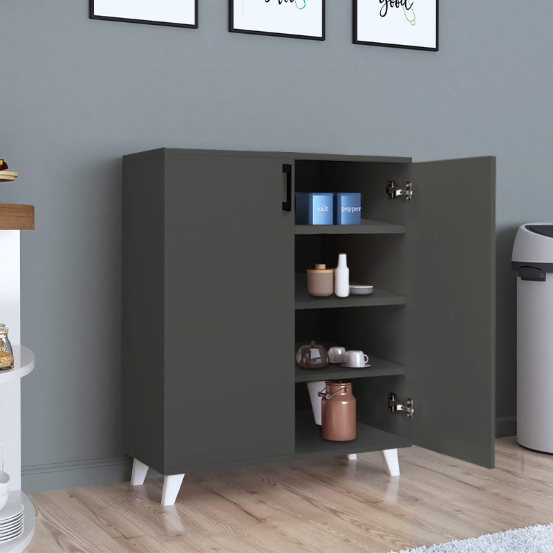 Shoe Rack ICELAND in anthracite color, featuring four shelves and a modern design, suitable for various home settings.