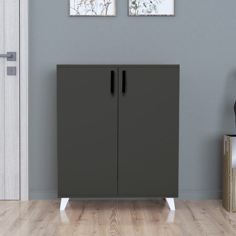 Shoe Rack ICELAND in anthracite color, featuring four shelves and a modern design, suitable for various home settings.