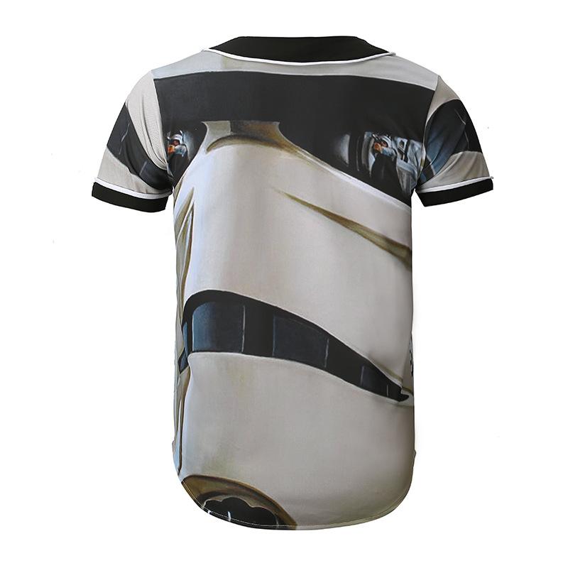 Men's short sleeve baseball jersey in slim fit with V-neck design, made from cotton and spandex blend, ideal for sports and casual wear.