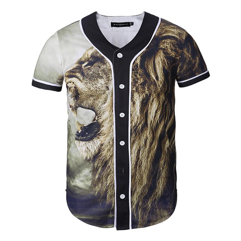Men's short sleeve baseball jersey in slim fit with V-neck design, made from cotton and spandex blend, ideal for sports and casual wear.