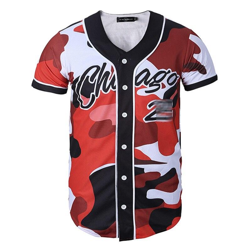 Men's short sleeve baseball jersey in slim fit with V-neck design, made from cotton and spandex blend, ideal for sports and casual wear.