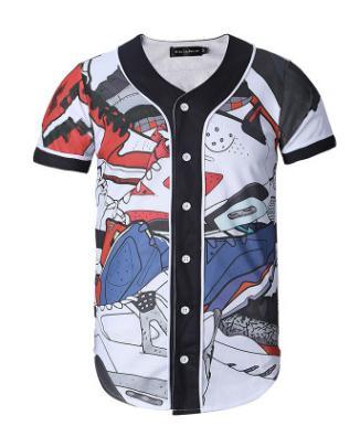 Men's short sleeve baseball jersey in slim fit with V-neck design, made from cotton and spandex blend, ideal for sports and casual wear.