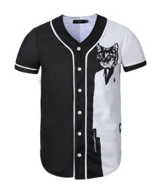Men's short sleeve baseball jersey in slim fit with V-neck design, made from cotton and spandex blend, ideal for sports and casual wear.