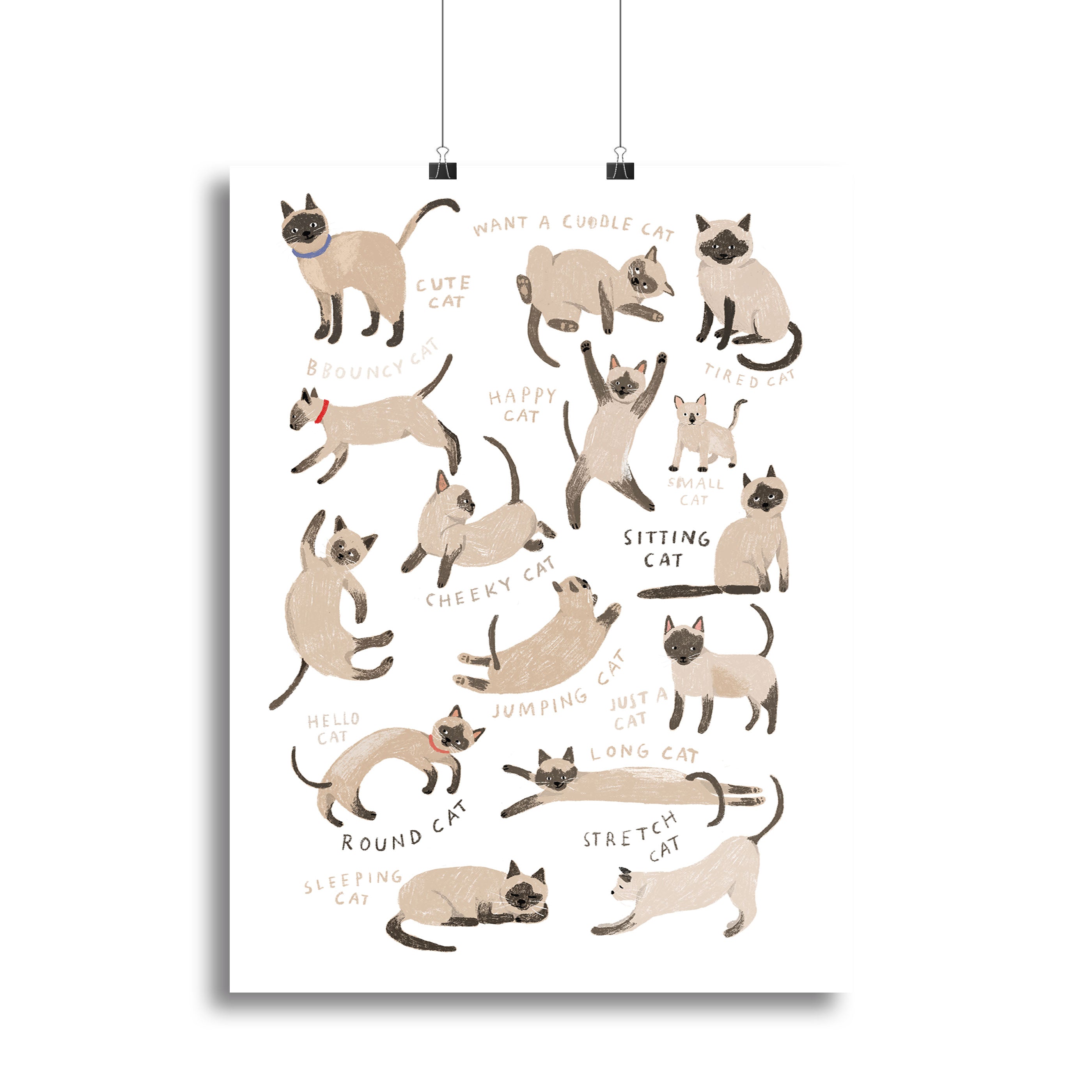 A beautiful Siamese cat print on canvas, showcasing the elegance and charm of the breed with vibrant colors and intricate details.