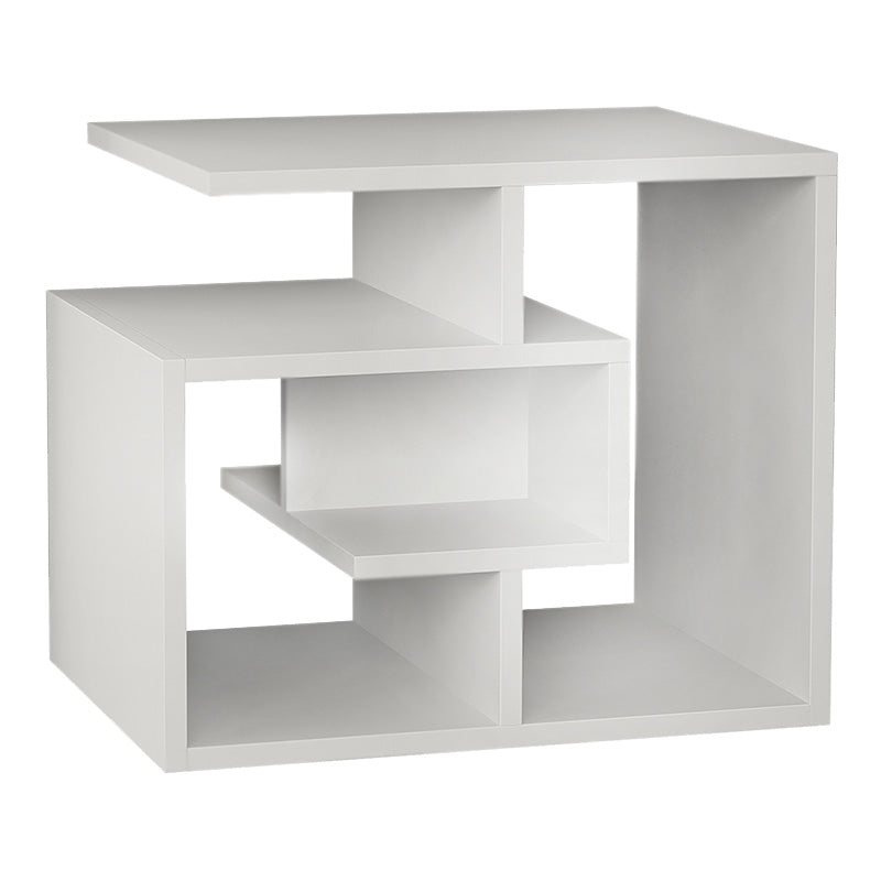 GRENOBLE White Side Table with melamine finish, dimensions 54x40x45 cm, showcasing its sleek design and durability.