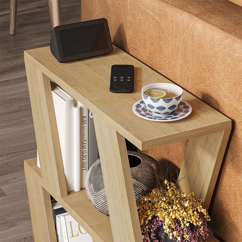 Stylish STRAIGHT Oak Side Table with melamine finish, dimensions 60x22x57 cm, perfect for home or office use.