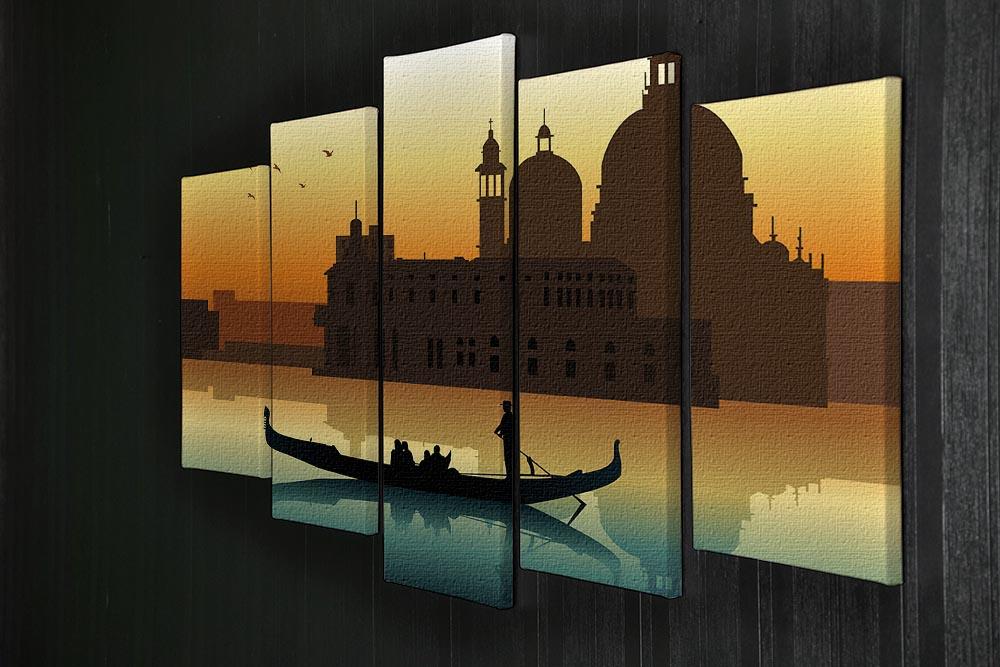 A stunning 5-panel canvas artwork featuring a silhouette of a gondola in Venice, creating a dynamic and elegant display.