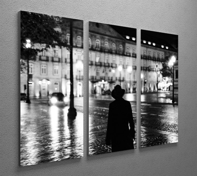 Silhouette In The Streets 3 Split Panel Canvas Print showcasing three panels with a captivating design, perfect for modern decor.