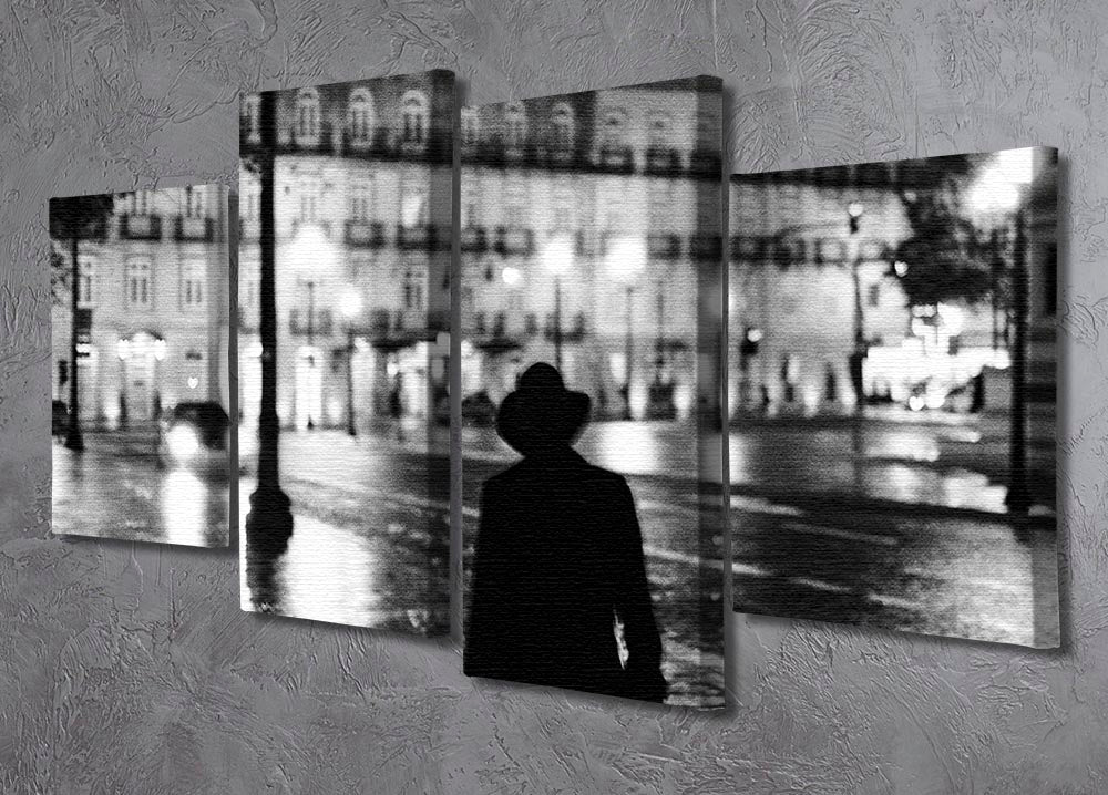 A modern 4-split canvas artwork featuring a silhouette design, elegantly displayed in a stylish room setting.