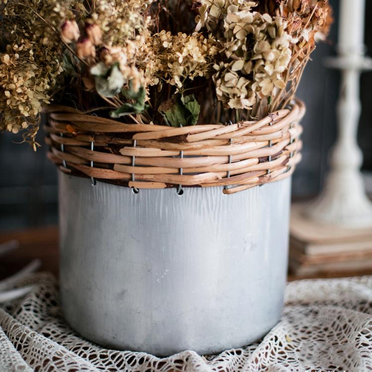 Silver Metal Willow Mixed Zakka Planter in various sizes, showcasing a stylish design suitable for flowers.