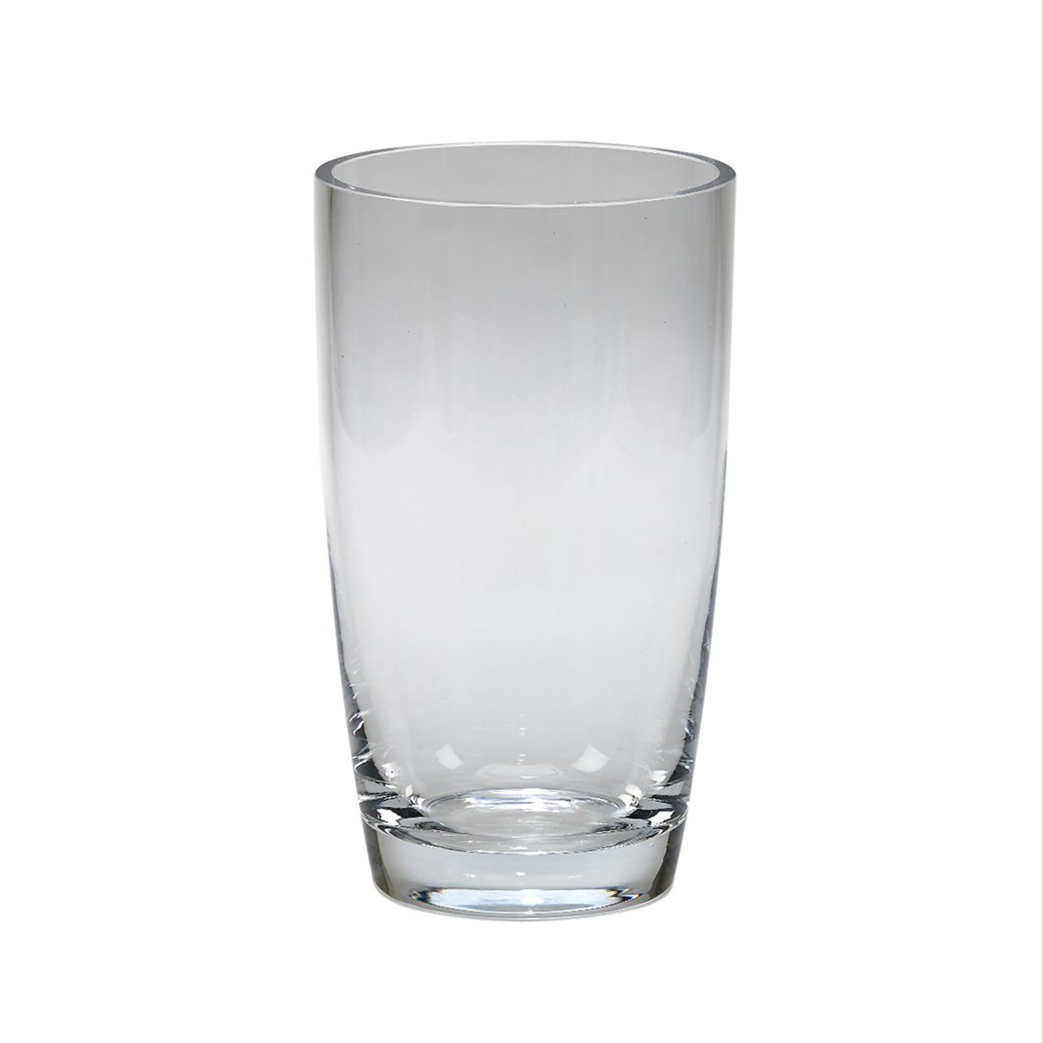 Elegant Simon Crystal Vase, 7.75 inches tall, showcasing a contemporary uncut design, perfect for floral arrangements.