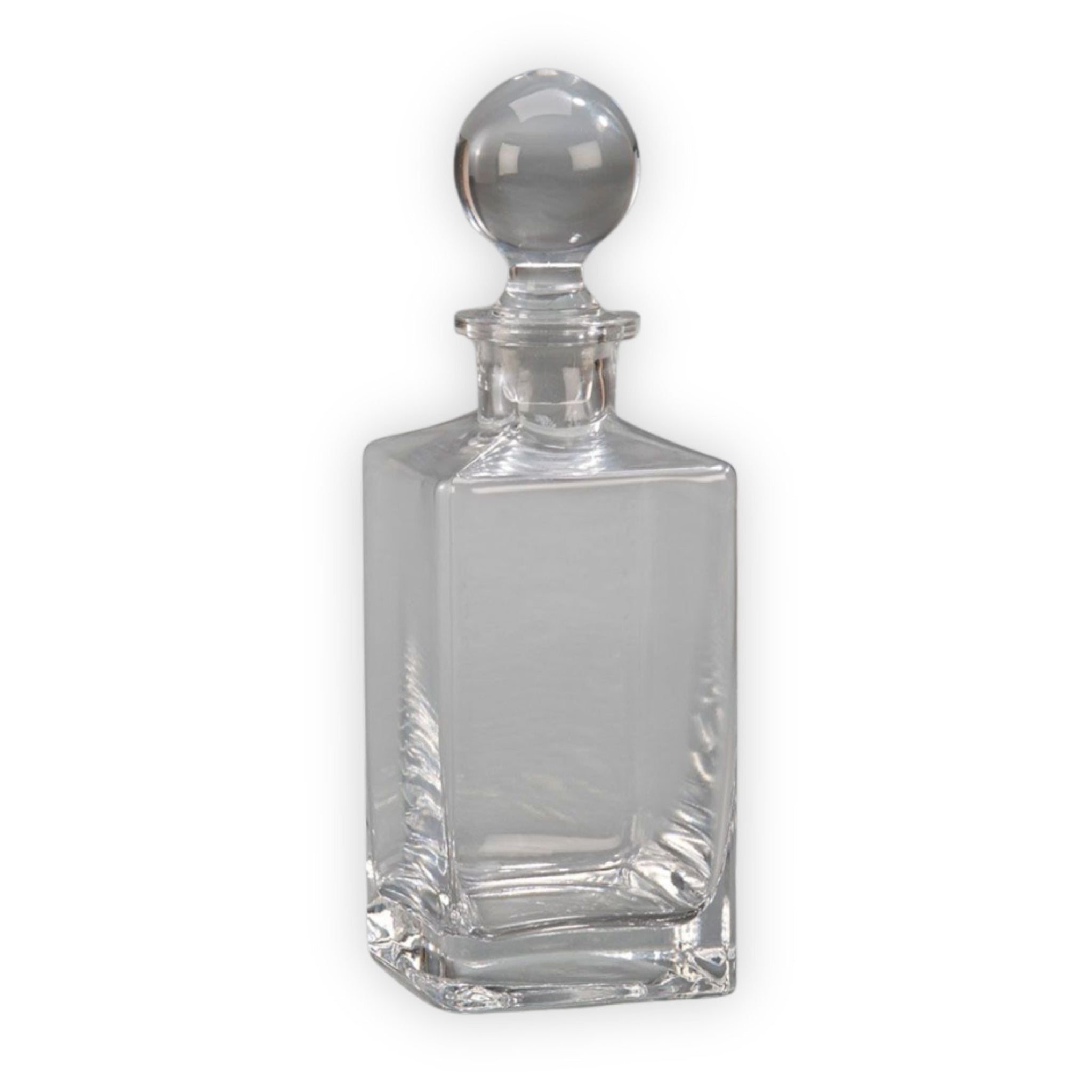 Simon Square Glass Decanter, 32 oz, optic crystal with elegant square design, perfect for engraving.