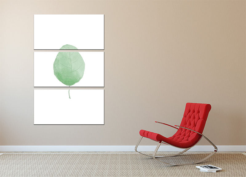 Single Leaf 3 Split Panel Canvas Print showcasing three panels with a cohesive leaf design, perfect for enhancing interior decor.