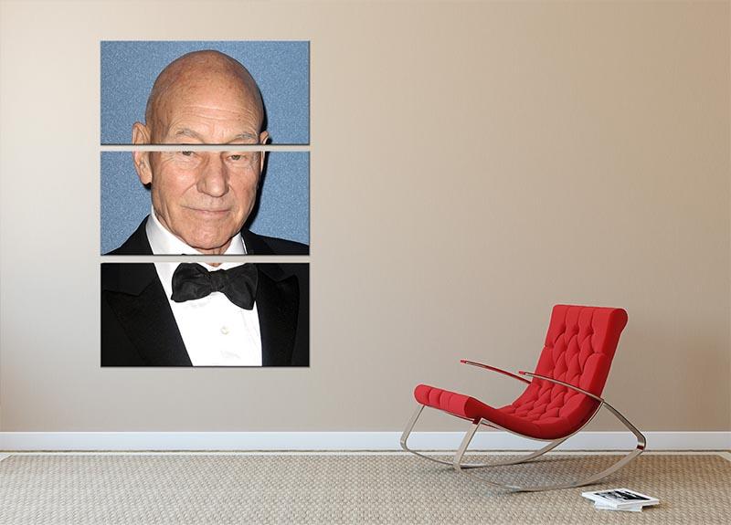 Sir Patrick Stewart 3 Split Panel Canvas Print featuring three high-quality canvases with a cohesive design, perfect for home decor.