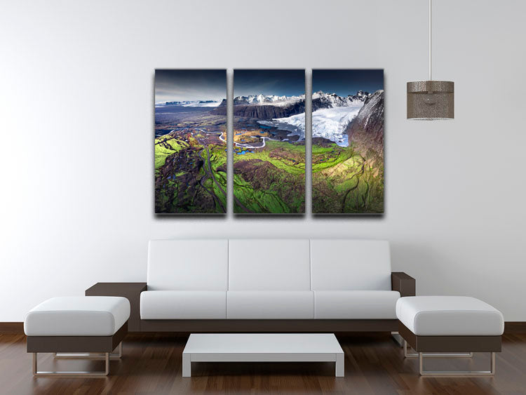 Skaftafell 3 Split Panel Canvas Print showcasing a beautiful landscape design, perfect for home decor.
