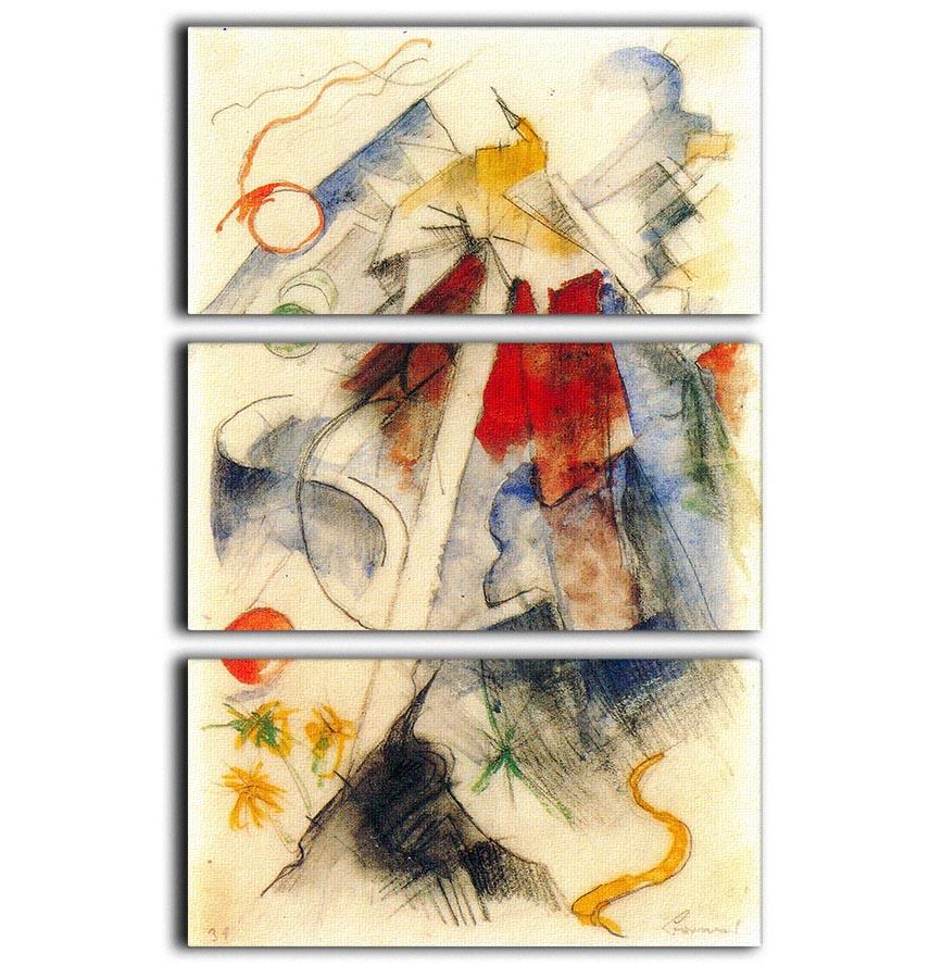 Three-panel canvas print of Brenner road 1 by Franz Marc, showcasing vibrant colors and abstract design.